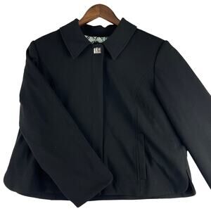 Dennis Basso Women's Luxe Crepe Bracelet Jacket Black - Size 12 NWT